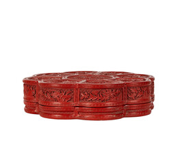 red box isolated on white A red lacquer box with cover,