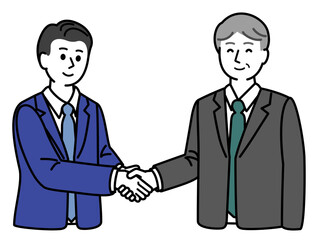 Businessmen shaking hands　握手するビジネスマン 上司と部下