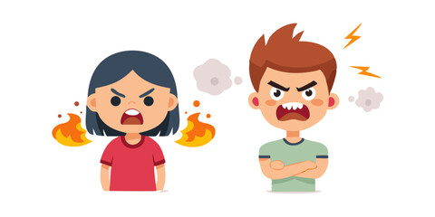 Angry girl and boy shouting in heated argument