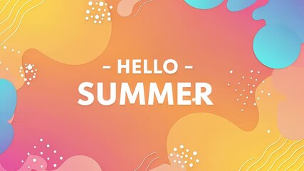 Vibrant abstract background with colorful hello summer text animation - Powered by Adobe