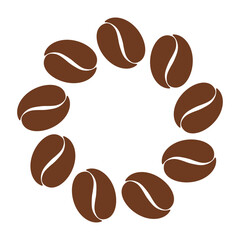 Logo Coffee Shop. Grupo de frijoles de café color marrón con forma de estrella 