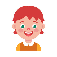 Obraz premium Cheerful child with red hair smiling cartoon