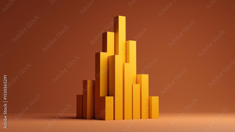 Poster 3d rendering of a tall, cylindrical structure made up of multiple yellow bars. the bars are arranged