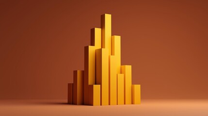 Fototapeta premium 3d rendering of a tall, cylindrical structure made up of multiple yellow bars. the bars are arranged in a vertical line, with the tallest bar at the top and the smallest at the bottom.