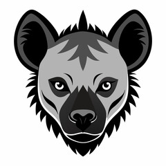 Hyena Head Silhouette Illustration on White Background a Wildlife Animal Design Featuring a Simple Black and White Graphic