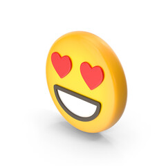 Smiling face with heart eyes emoji icon isolated on transparent background