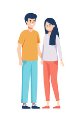 Fototapeta premium Casual couple holding hands vector illustration