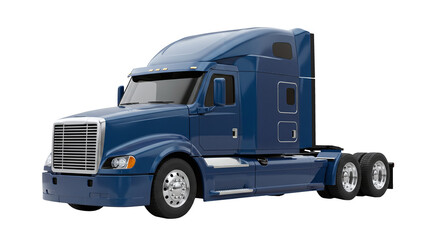 Obraz premium Heavy duty blue semi trailer cargo truck transport. Blue semi truck transportation vehicle automotive isolated on a transparent background