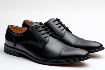 Elegant black leather men's dress shoes with lace-up design