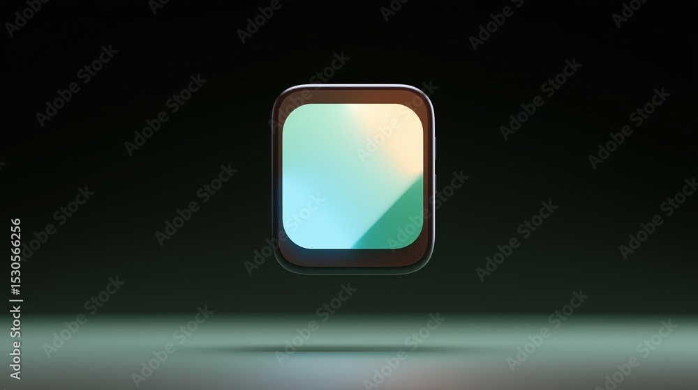 Poster digital illustration of a square-shaped icon with a dark background. the icon is in the center of th
