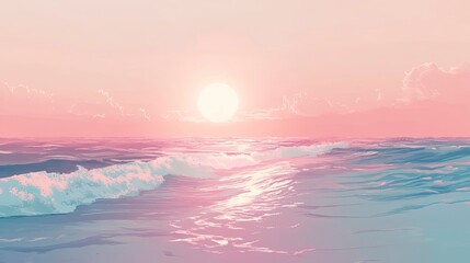 Pastel sunrise over a tranquil ocean