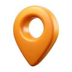 3d orange location pin icon isolated on transparent background