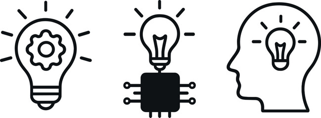 Icons of innovation - light bulb illustrations for ideas and technology