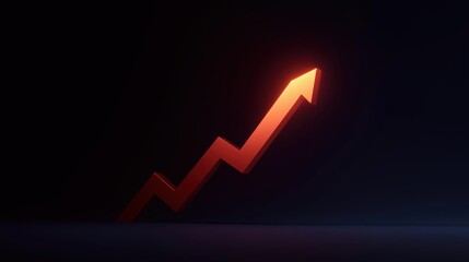 3d rendering of a red line graph on a black background. the line graph is in the shape of an arrow, with the top pointing upwards and the bottom pointing downwards.