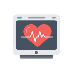 flat vector icon of health and medical equipment, heart rate monitor, suitable for infographic design and applications