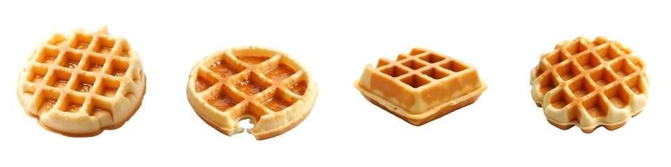 Detailed and Textured Realistic Belgian Waffles Showcase with Golden Syrup for Culinary Excellence