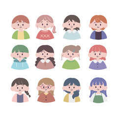 色々な人のアイコンセット【若い女性】