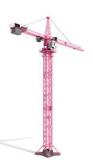 3D Pink Construction Crane Isolated