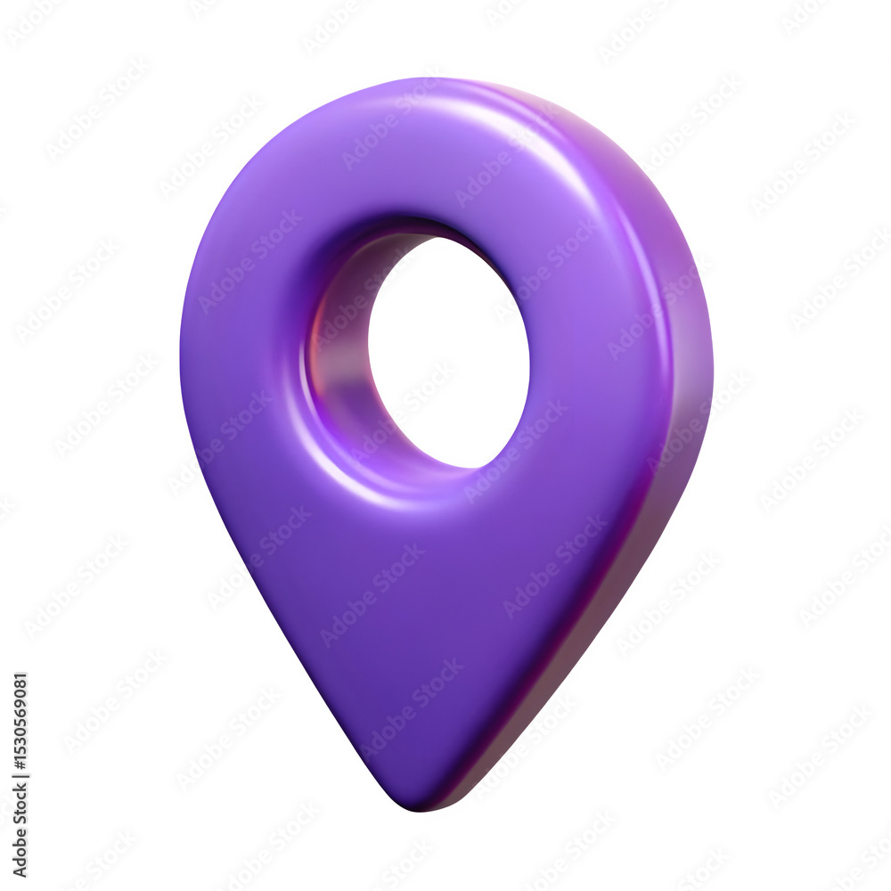 Aufkleber purple 3d map pointer icon isolated on transparent background