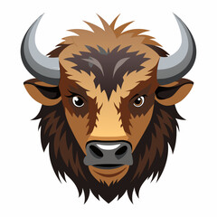 Detailed Bison Head Illustration on White Background for Banner or Advertisement Design 