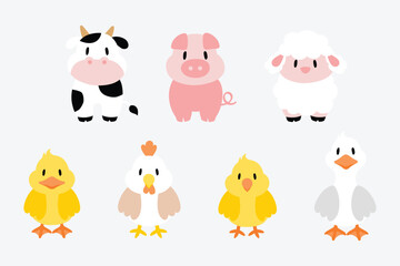 Farm animal cartoon - front view