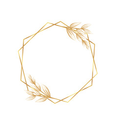 Hexagon gold frame with leaf decoration, for wedding invitation decoration 