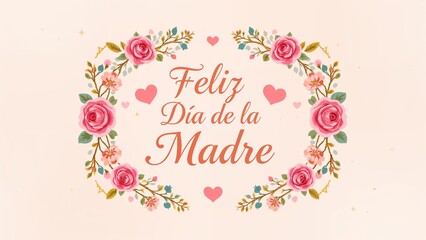 Feliz Día de la Madre Floral Wreath Design