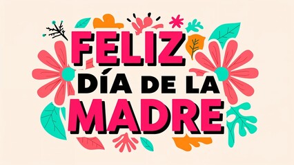 Feliz Día de la Madre Colorful Floral Illustration