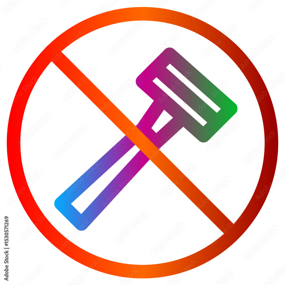 Poster no shaving symbol with razor and prohibited circle gradient
