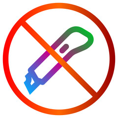 No cutter or blade use sign with red prohibition symbol