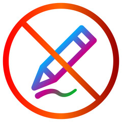 No Editing Icon with Red Circle and Gradient Pencil Design