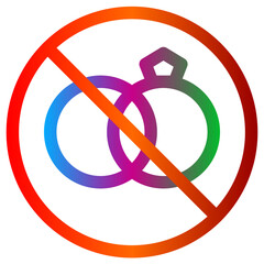 No wedding ring sign colorful gradient symbol anti marriage concept