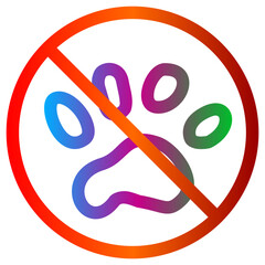 No Pets Allowed Gradient Sign Prohibiting Animal Access Stylish Icon