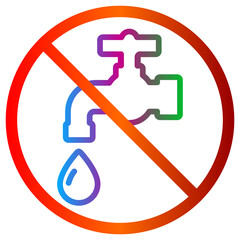 No water tap sign with colorful gradient and prohibition symbol
