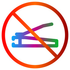Prohibition Sign of Nail Clipper with Red Circle and Diagonal Line