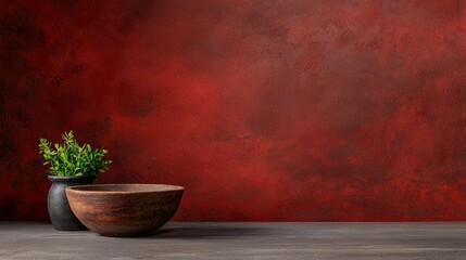 A Beautiful Pot of Green Plants Perfectly Placed on a Table with Ample Space for Text Creation