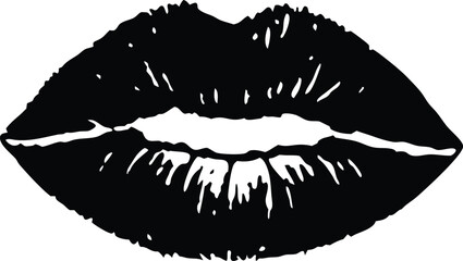 girls lipstick kiss mark print silhouette vector