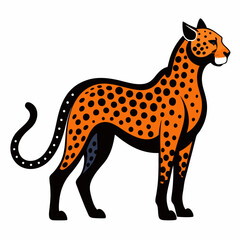 Cheetah Silhouette Vector Illustration on White Background Depicting Wildlife Feline and African Animal with Clean Lines and Simple Design