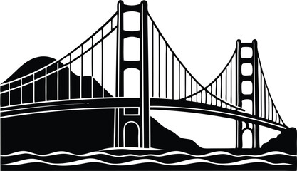 golden gate bridge silhouette vector