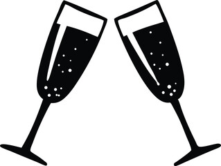 two glasses of champagne vector illustration