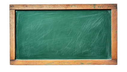 Green school chalkboard isolated on white transparent background