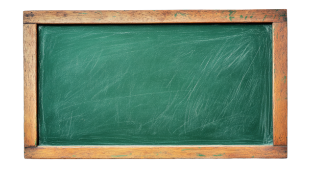 Green school chalkboard isolated on white transparent background