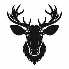 Moose Head Silhouette Design for Wildlife Hunting or Nature Themes Perfect for Logos Banners or Decorative Elements on a White