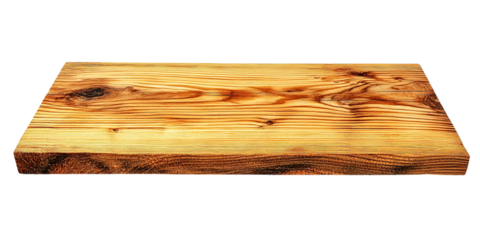 Horizontal rustic wood plank, golden brown tones, transparent background, isolated, natural texture, wood grain detail, wooden surface, top view, design
