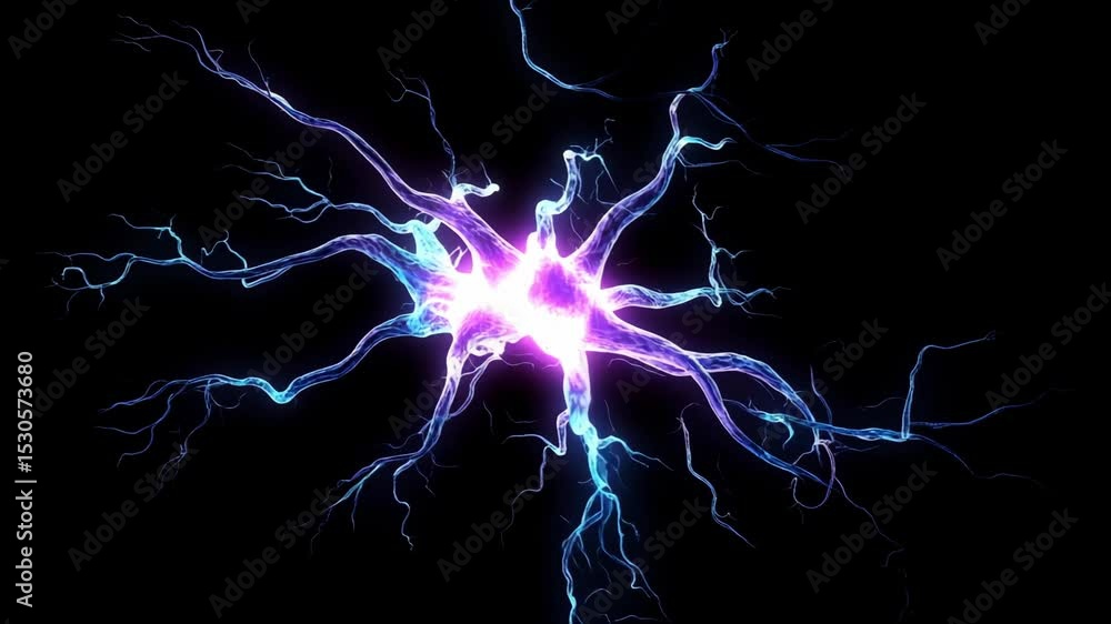 Poster patterns of neural connections and synaptic interactions illuminated through vibrant colors and dyna