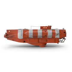 Orange deep-sea rescue submarine AC-40 isolated on transparent background