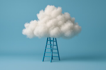 Reaching for the Cloud, a Surreal Climb to Success, a Symbolic Representation of Aspiration and Achievement