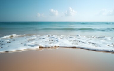 The gentle waves of a calm ocean lap against a sandy shore, mirroring the rhythms of life. ....... close up. High quality