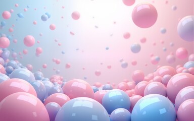 Pink and blue Bubbles are suspended in the air. Horizontal illustration. High quality