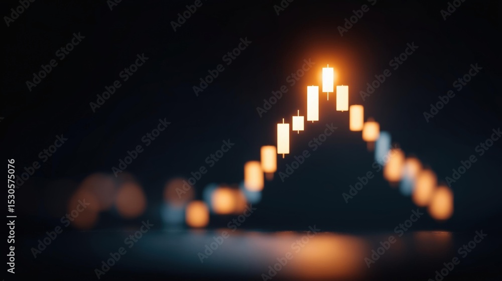 Poster close-up of a group of small white candles arranged in a pyramid-like structure. the candles are lit